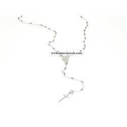 COLLANA ROSARIO ORO BIANCO 18 KT