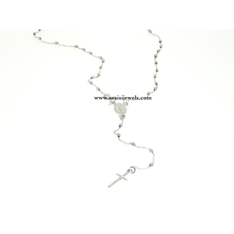 COLLANA ROSARIO ORO BIANCO 18 KT