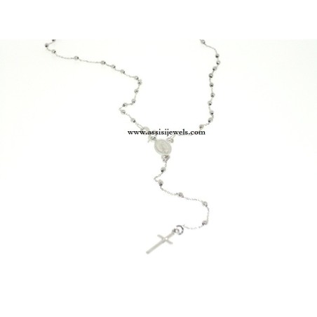 COLLANA ROSARIO ORO BIANCO 18 KT