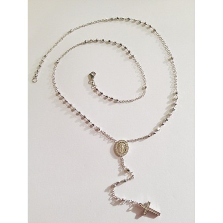 COLLANA ROSARIO ORO BIANCO 18 KT