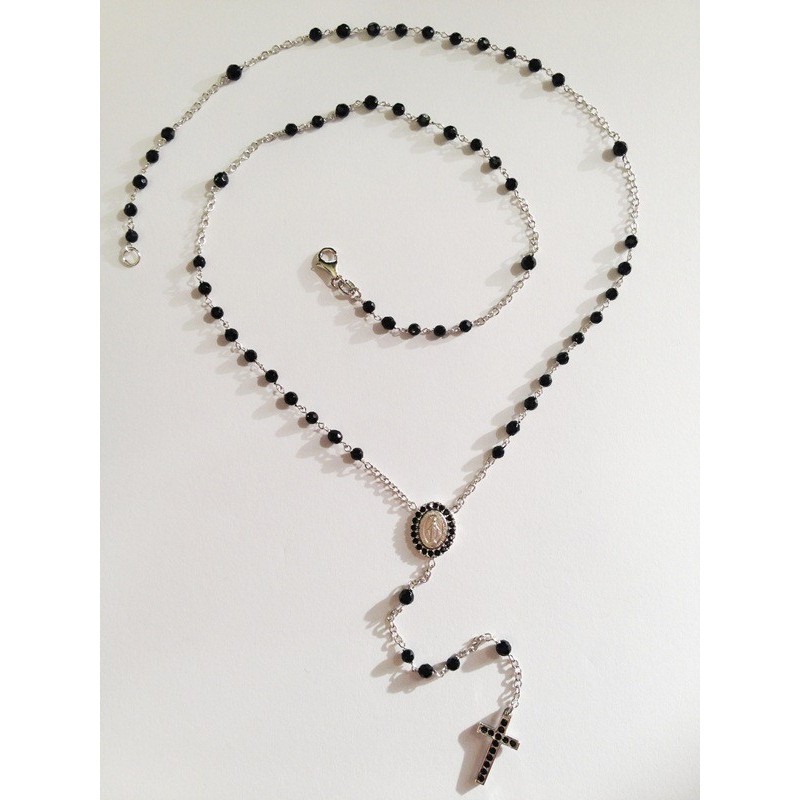 COLLANA ROSARIO ORO BIANCO 18 KT