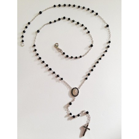 COLLANA ROSARIO ORO BIANCO 18 KT