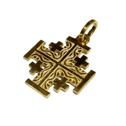 18 kt gold Gerusalem cross