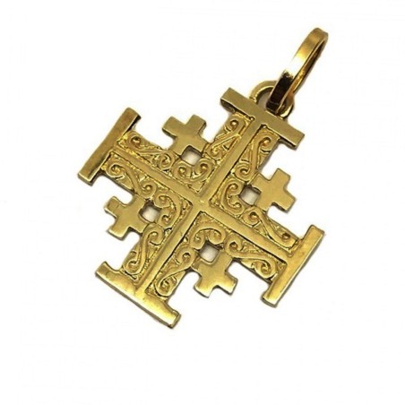 18 kt gold Gerusalem cross
