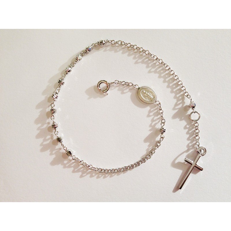 BRACCIALE ROSARIO ORO BIANCO 18 KT