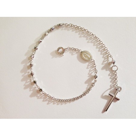 BRACCIALE ROSARIO ORO BIANCO 18 KT
