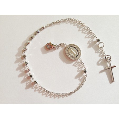 BRACCIALE ROSARIO ORO BIANCO 18 KT