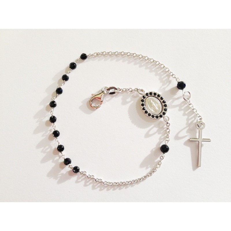 BRACCIALE ROSARIO ORO BIANCO 18 KT