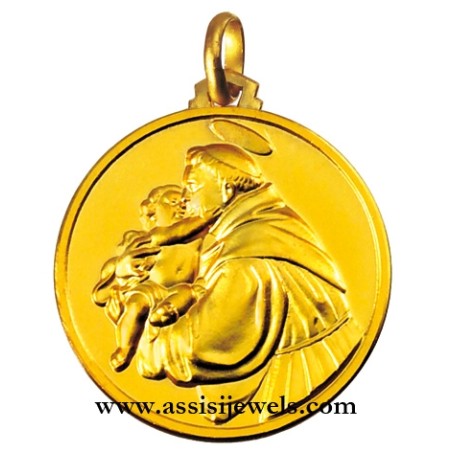 18 kt gold Saint Antony of Padua medal