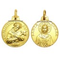 18 kt gold Saint Francis and Saint Clare medal