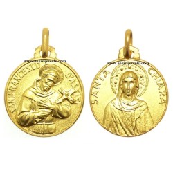 18 kt gold Saint Francis and Saint Clare medal